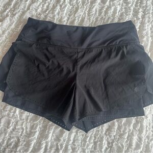 Athleta Black Running Laser Cut Shorts with Built in Shorts Small